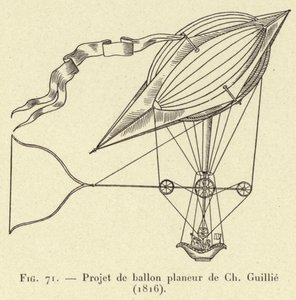 Ch Guillieによるバルーングライダー計画（1816年）（彫刻 作： French School