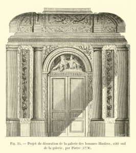 ギャラリーの南側にある輝かしい男性のギャラリーの装飾プロジェクト、Pietre、1778年 作： French School