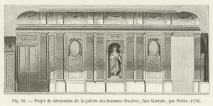 著名な男性のギャラリーの装飾プロジェクト。側面ラテラル、Pietre、1778年 作： French School