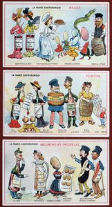 1910年頃、ロレーヌ地方の名物料理を描いた子供向けの宣伝カードと教育カード