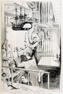 パリのキャバレー「シャット・ノワール」の舞台裏の人形使いたち - 1888年1月28日付「Le Monde illustré」より 作： French School