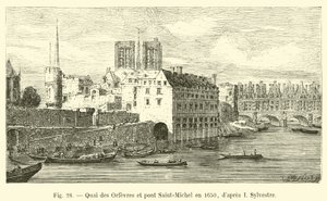 シルヴェストレ後の1650年のオルデブル岬とサンミシェル橋 作： French School