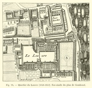 ルーブル地区、1648〜1652年、ゴンボースト計画の複製 作： French School