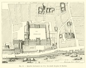 1714年のルーブル地区、ブーダンの計画の複製 作： French School