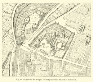 1652年の寺院地区。ゴンボウストの計画の複製 作： French School