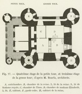 小さなタワーの4階と大きなタワーの3階。 dapres M Bourla、建築家 作： French School