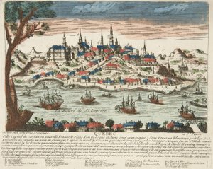ケベック、パブ。C. 1650（手彩色の彫刻）。 作： French School