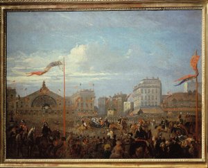 ヴィクトリア女王（1819-1901）、パリ東駅に到着 作： French School