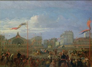 ビクトリア女王（1819-1901）1855年8月18日、東駅に到着 作： French School