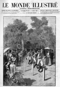 1887年、ブーローニュの森で行われたレーシングクラブのレース。 作： French School