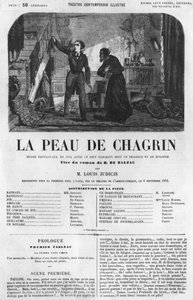 ラファエル・ド・バレンティンと店主、「ラ・ポー・ド・シャグリン」のイラスト、オノレ・ド・バルザック（1799-1850）の小説を脚本にしたドラマ 作： French School