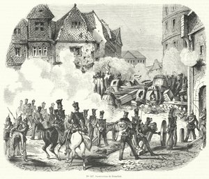 1848年9月、ドイツのフランクフルトでの反乱 作： French School
