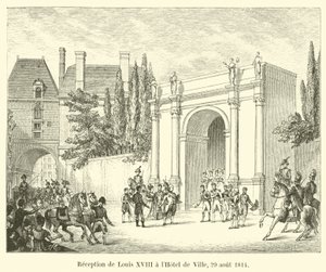 1814年8月29日、ホテルドヴィルでのルイ18世のレセプション 作： French School