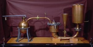 デニス・パピン（1647-1712）によって発明された蒸気圧力機械の再構築（銅）