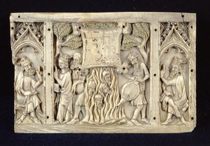 アレクサンドリアの聖カタリナの生涯からの場面を描いたレリーフ、c.1370-80 作： French School