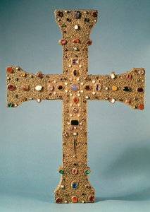 ヴァレッセ修道院の聖遺物箱（金色の木材、ロッククリスタル、半貴石）