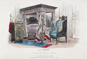 ナポレオン3世時代のテイストに改められたルネッサンス様式のインテリア（フランスの雑誌「La Mode（ファッション）」のエングレービング 作： French School