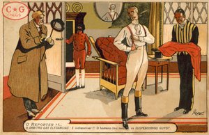 着替えている紳士にインタビューする記者（クロモリト 作： French School