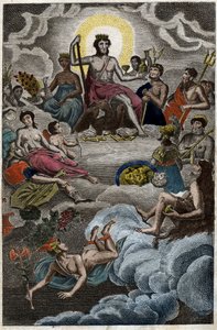 ピエール・ブランシャール1803年の「青年期の神話」から、オリンポス山上の神々の集会や12人のオリンポスの神々を表現したもの。 作： French School