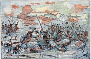 1805年12月2日に行われたアウステルリッツの戦い（三帝の戦い）を表現したもの。 作： French School
