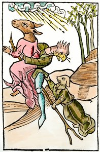 ウルリッヒ・モリトールがヨハン・プリュス（1488年〜1493年頃活躍）の編集により作成した悪魔学貿易「De lamiis et phitonicis mulieribus」（Des witches et des devineresses）から引用した悪魔と子守唄の表現。1499.パリ装飾美術 作： French School