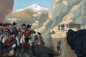 1800年の予備軍キャンペーン1800年5月、ベステンクール将軍によるシンプロン号の通過。 作： French School
