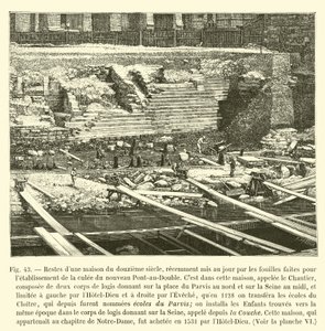 12世紀の家の遺跡。最近、新しいポンタウダブルのカレーを設立するために作られた発掘調査によって発掘されました。 作： French School