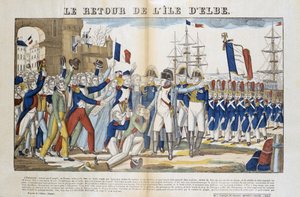 ナポレオン・ボナパルト（1769-1821）が1815年にエルバ島に亡命した際の帰還。エピナルの写真 作： French School