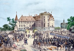 1830 年の革命、チャールズ 10 世が州兵に贈呈 (彫刻) 作： French School
