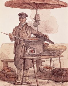 焼いた栗を売る人（フランス・プリント 作： French School