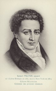 ロバート・フルトン（1765～1815）、アメリカの技師、発明家、蒸気船の開拓者（リトグラフ）