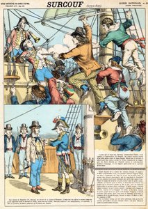 Robert Surcouf (1773-1827) French sailor and corsair, here at boarding of english boat "Triton" in 1796, engraving - Robert Surcouf (1773-1827) French sailor and privateer, ici a l
