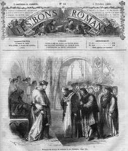 ローマの連載。"ヴィクトル・ユーゴー（1802-1885）の「ノートルダム・ド・パリ」。"Les bons romances "に掲載されたエングレーヴィング
