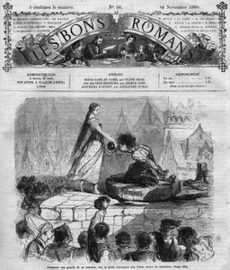 ローマの連載。"ヴィクトル・ユーゴー(1802-1885)の「ノートルダム・ド・パリ」。クアシモドとエスメラルダ。"Les bons romances "に掲載されたエングレーヴィング