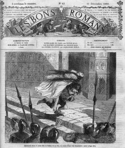 ローマの連載。"ヴィクトル・ユーゴー(1802-1885)の「ノートルダム・ド・パリ」。クアシモドとエスメラルダ。"Les bons romances "に掲載されたエングレーヴィング 作： French School