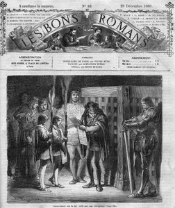 ローマの連載。ヴィクトル・ユーゴー(1802-1885)の「ノートルダム・ド・パリ」。檻を点検する王。"Les bons romances "のエングレーヴィング