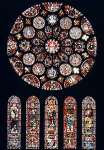 南壁のバラとランセットの窓、c.1224 作： French School