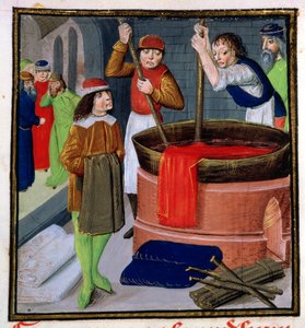 Roy 15 E III f.269 Bartholomeus Anglicus の Des Proprietes des Choses からの布の染色 作： French School