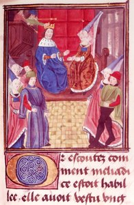 Royal 20 C.II fol.159 Cleriadus and Meliadice、「Le rommant de Cleriadus et de Meliadice」より (ベラム) 作： French School