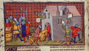 ロイヤル MS 20 CVII f.41v、家の略奪 (ベラム) 作： French School