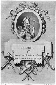 Rurik（d。879）、ロシアの最初の皇帝、ニコラガブリエルクレルクによる古代ロシアの物理的、道徳的、市民的および政治的歴史のイラスト、パリ、1783〜85年