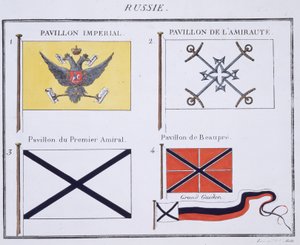 ロシアの旗、1819年頃のフランスの旗の本 作： French School