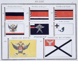 ロシアの旗、1819年頃のフランスの旗の本 作： French School