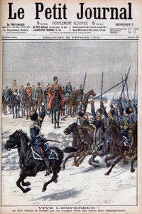日露戦争 1904-1905 - 極東での日本軍との戦いに出発する前に、皇帝ニコライ2世を称賛するコサックたち（『Le Petit Journal』1904年2月28日号）（彫刻版 作： French School