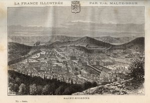 サン＝テティエンヌ（Saint Etienne） - V.-A.による「France illustree: geography, history, statistical administration」に掲載された彫刻。Malt-Brown著「France illustree: geography, history, statistical administration」の版画。1884 作： French School