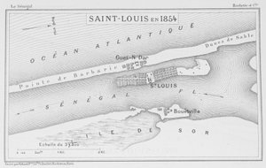 1854年のサンルイ、「ルセネガル...」のイラスト、ルイレオンファイデルベ、1854年 作： French School