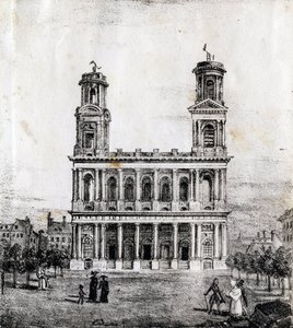 サン・スルピス教会（パリ） - "Alphabet Picturesque des Monumens de Paris" c.1840 (carving) 作： French School