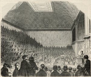 19世紀のパリのフランス大学の教室 - エドモンド・テクシエ1852年の "Tableau-de-Paris "に掲載されたエングレーヴィング。 作： French School