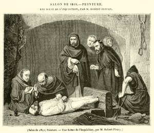 1841年のサロン、絵画「異端審問の場面」（エングレービング 作： French School