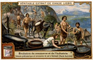 ハルシュタットにおける先史時代の上オーストリアの塩の取引-クロモ。リエビッグ 作： French School